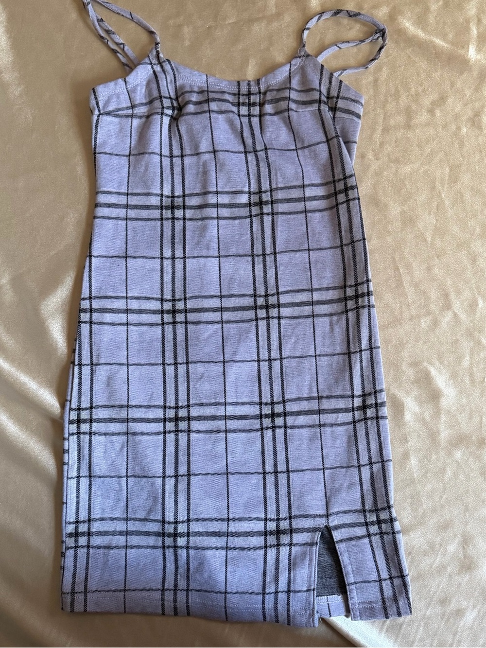 Rue21 Plaid Mini Dress Spaghetti Strap Side Slit Purple Gray size XS
